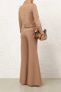 Hypnotic Stretch Wool Flare in Biscuit