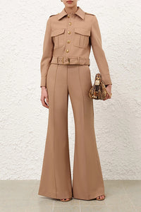 Hypnotic Stretch Wool Flare in Biscuit