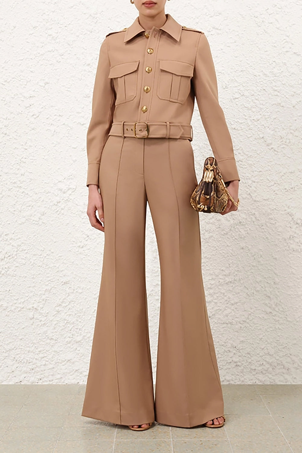 Hypnotic Stretch Wool Flare in Biscuit