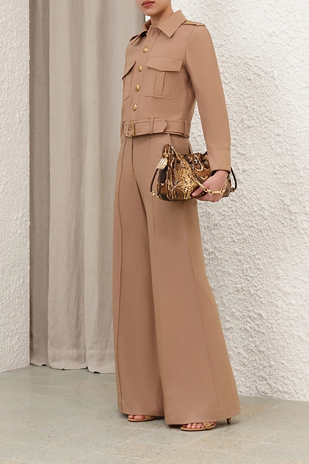 Hypnotic Stretch Wool Flare in Biscuit