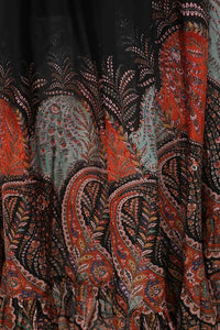 Rhiannon Ruffle Maxi Skirt in Black Paisley