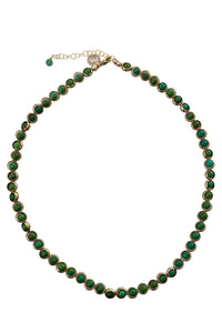 Gemstone Necklace with Gold Plated Rings in Chrysoprase