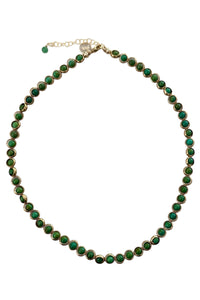 Gemstone Necklace with Gold Plated Rings in Chrysoprase