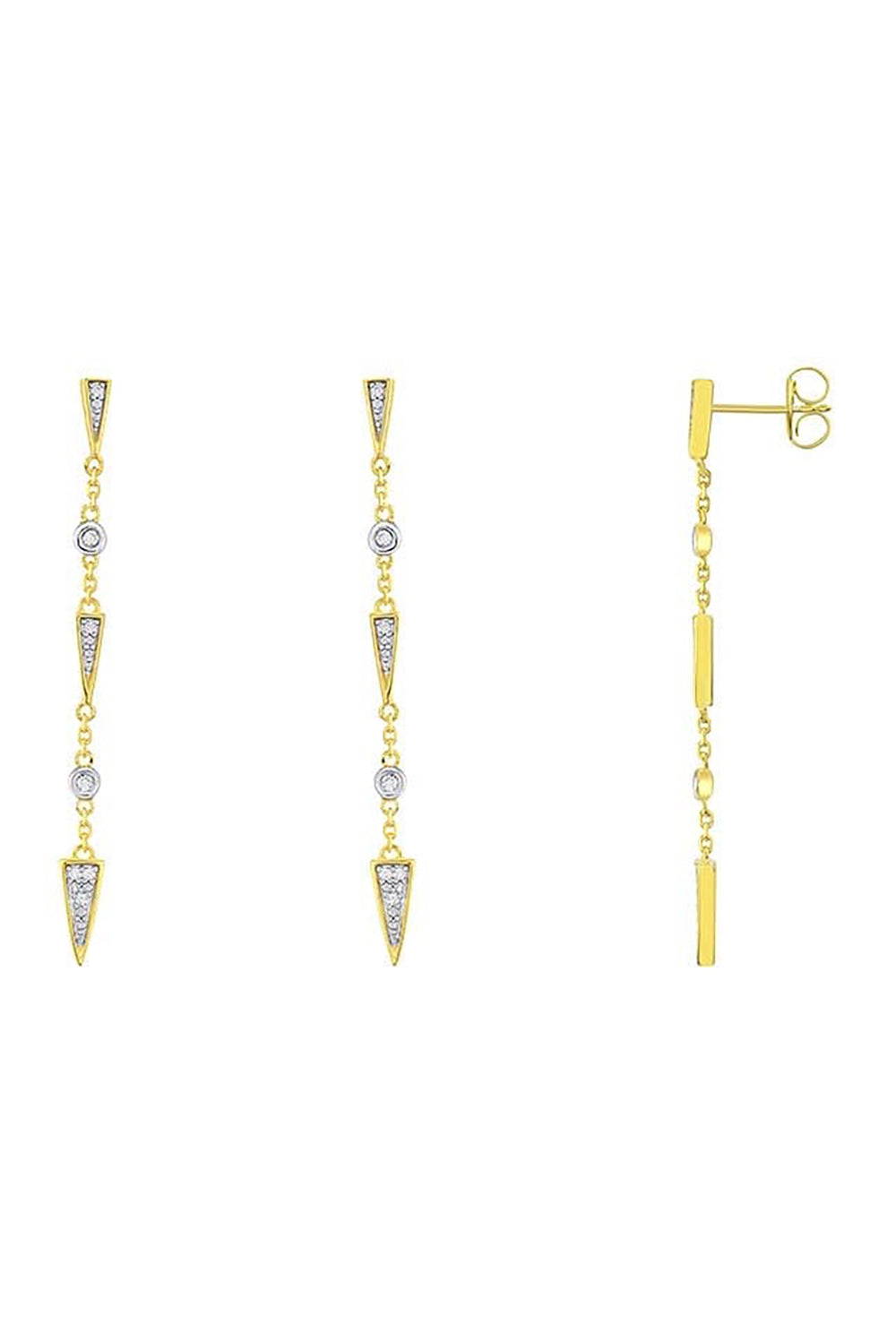 Earrings of gold vermeil and diamond arrows