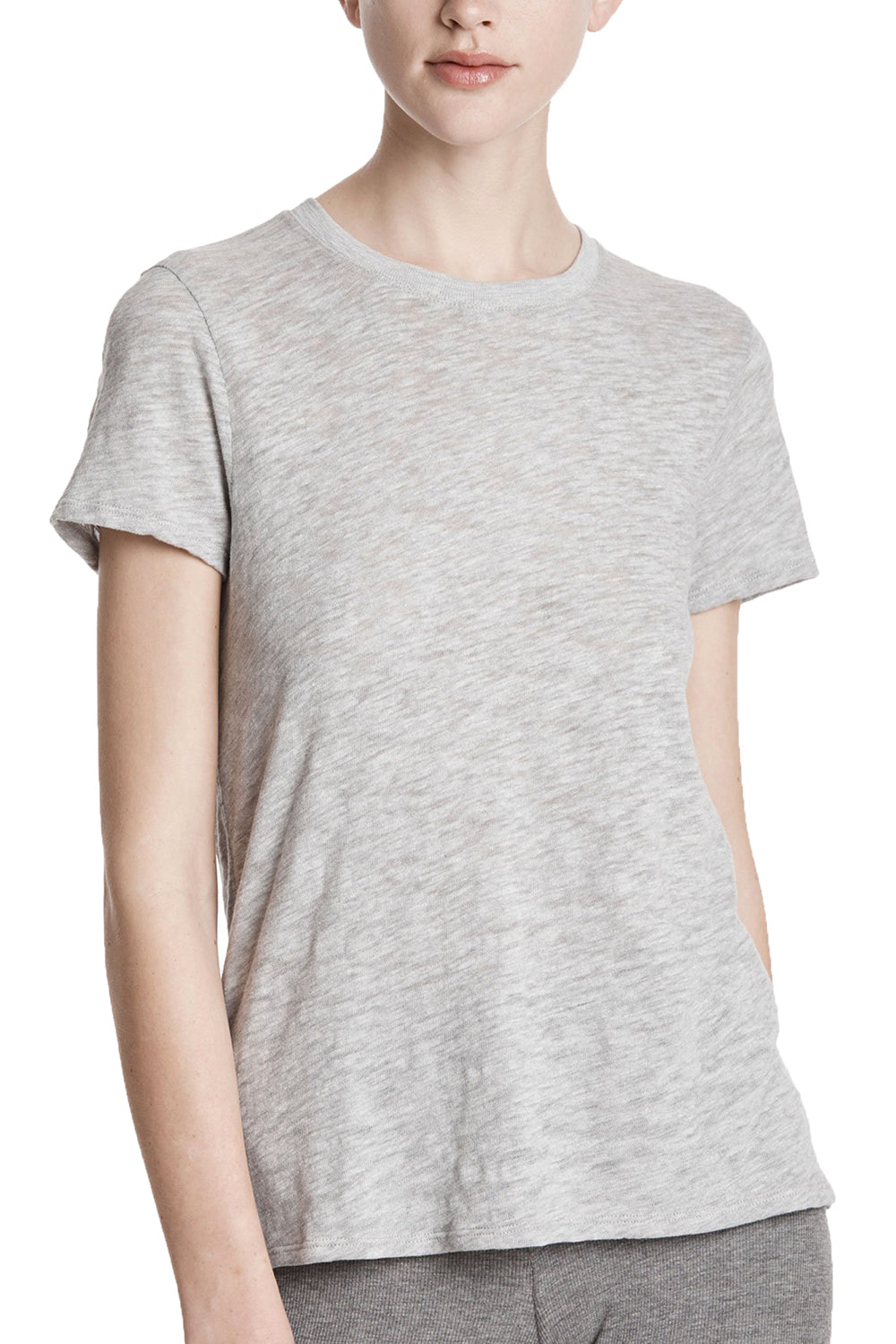 Slub Jersey Schoolboy Crewneck Tee in  Heather Grey