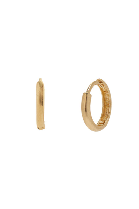 14K Gold Double Huggie Earrings with Chain