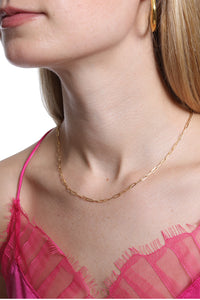 14K Yellow Semi Solid Gold Small Paperclip Chain 18"