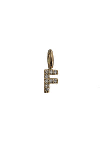 "F" Mini Diamond Letter Charm in 14K Gold