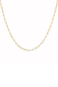 14K Yellow Gold Small Paperclip Chain 16"