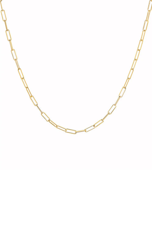 14K Yellow Gold Small Paperclip Chain 16"