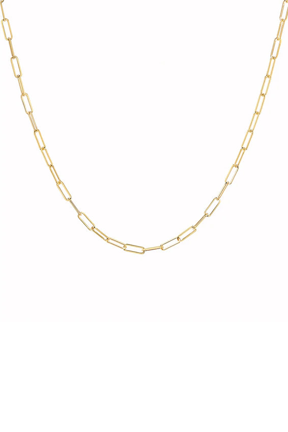 14K Yellow Semi Solid Gold Small Paperclip Chain 18"
