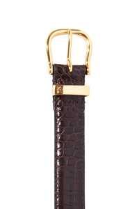 Louise Embossed Belt in Dark Brown