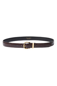 Louise Embossed Belt in Dark Brown
