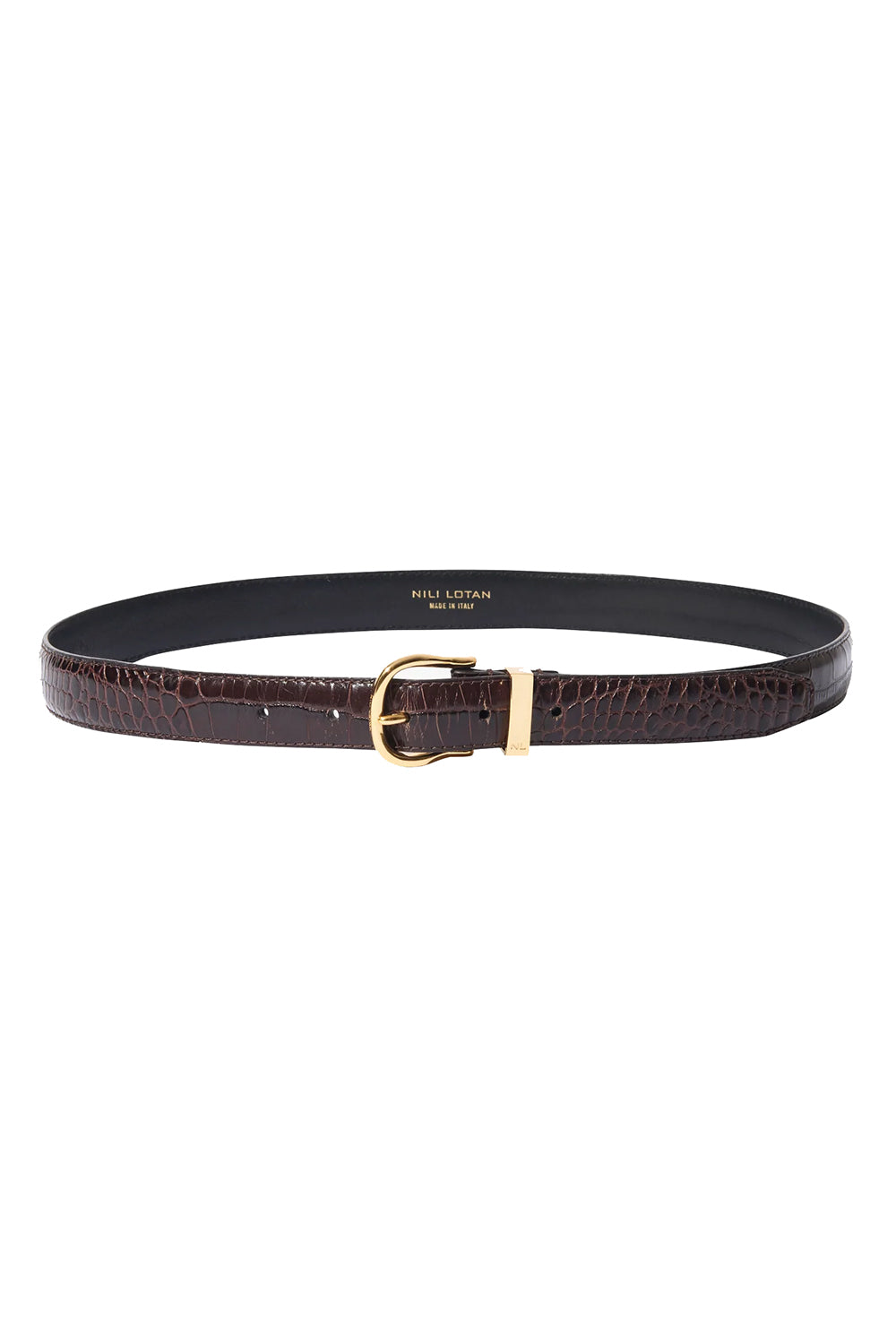 Louise Embossed Belt in Dark Brown