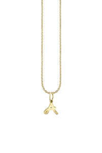 "A" Pure Gold Tiny Initial Necklace