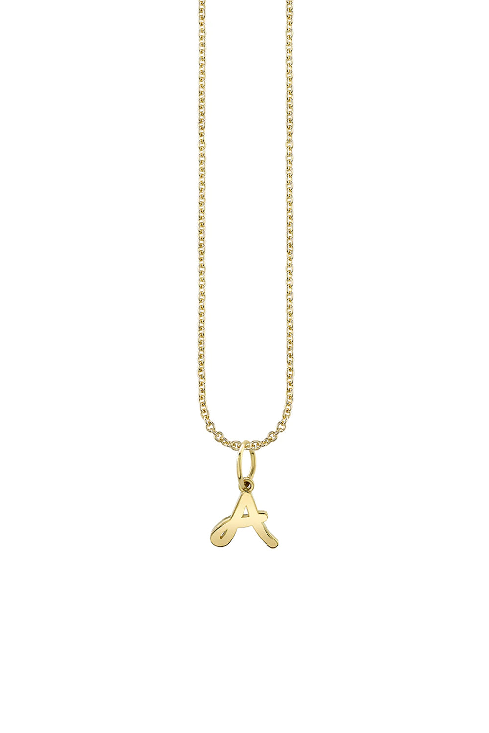 "A" Pure Gold Tiny Initial Necklace
