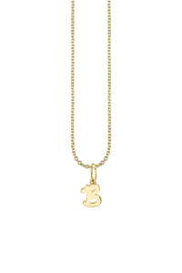 "B" Pure Gold Tiny Initial Necklace