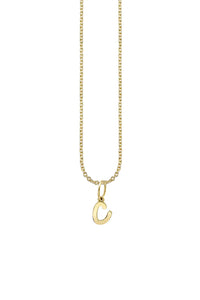 "C" Pure Gold Tiny Initial Necklace