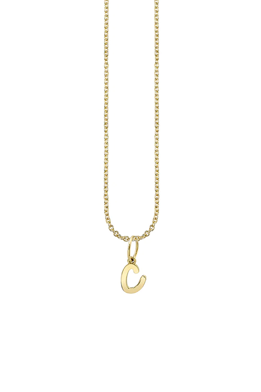 "C" Pure Gold Tiny Initial Necklace