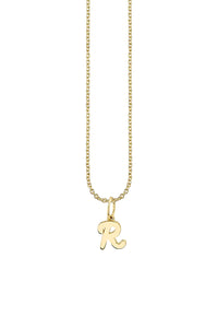 "R" Pure Gold Tiny Initial Necklace