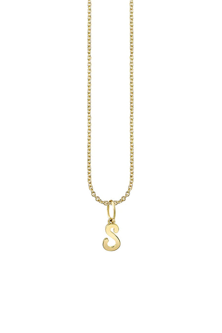 "A" Pure Gold Tiny Initial Necklace