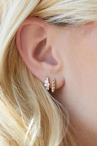 Gold & Diamond Mini Pyramid Huggie Hoops