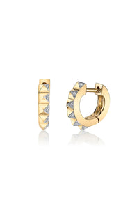 Gold & Diamond Mini Pyramid Huggie Hoops