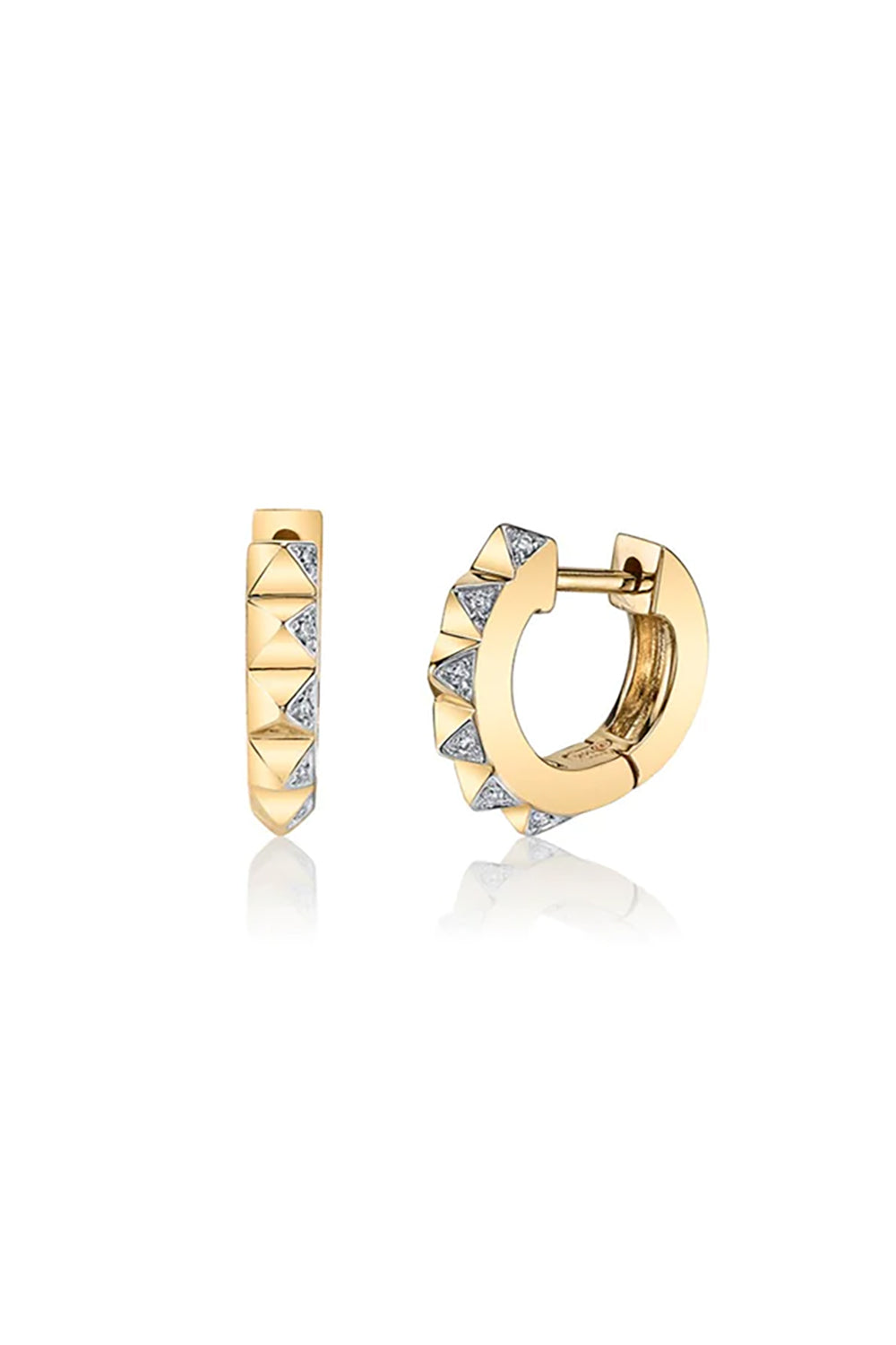 Gold & Diamond Mini Pyramid Huggie Hoops