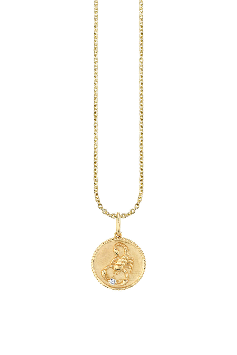 Yellow Gold Scorpio Zodiac Medallion Necklace