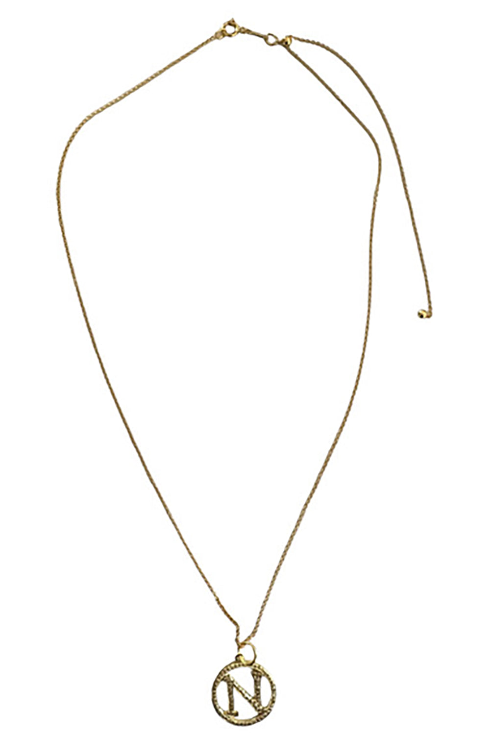 "N" Initial Necklace in Gold & Pave Diamonds