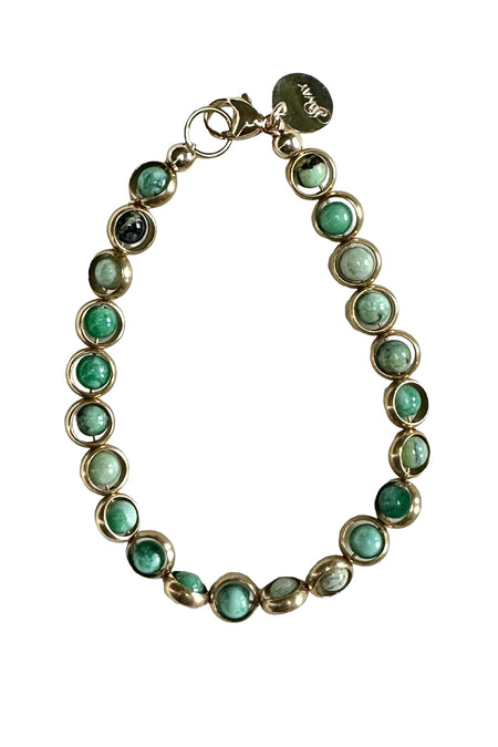 Gemstone Bracelet with Antique Gold Rings in White Turquoise