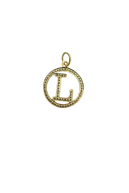 "E" 14K Gold Puffy Letter Charm with Rainbow Sapphires