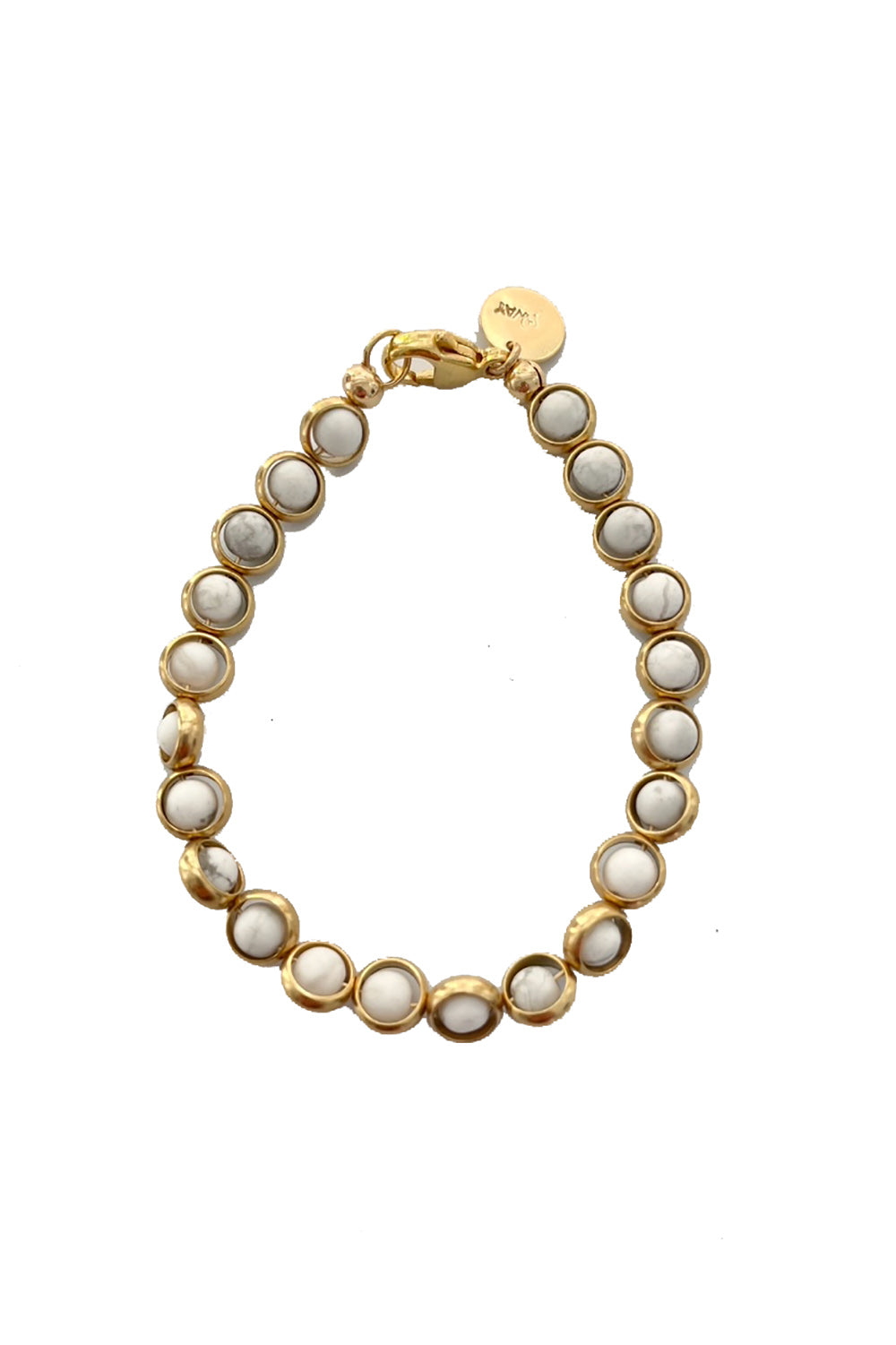 Gemstone Bracelet with Antique Gold Rings in White Turquoise