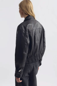 Aime Leather Bomber Jacket in Black