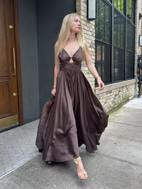 Draped Maxi Dress in Bitter Chocolate
