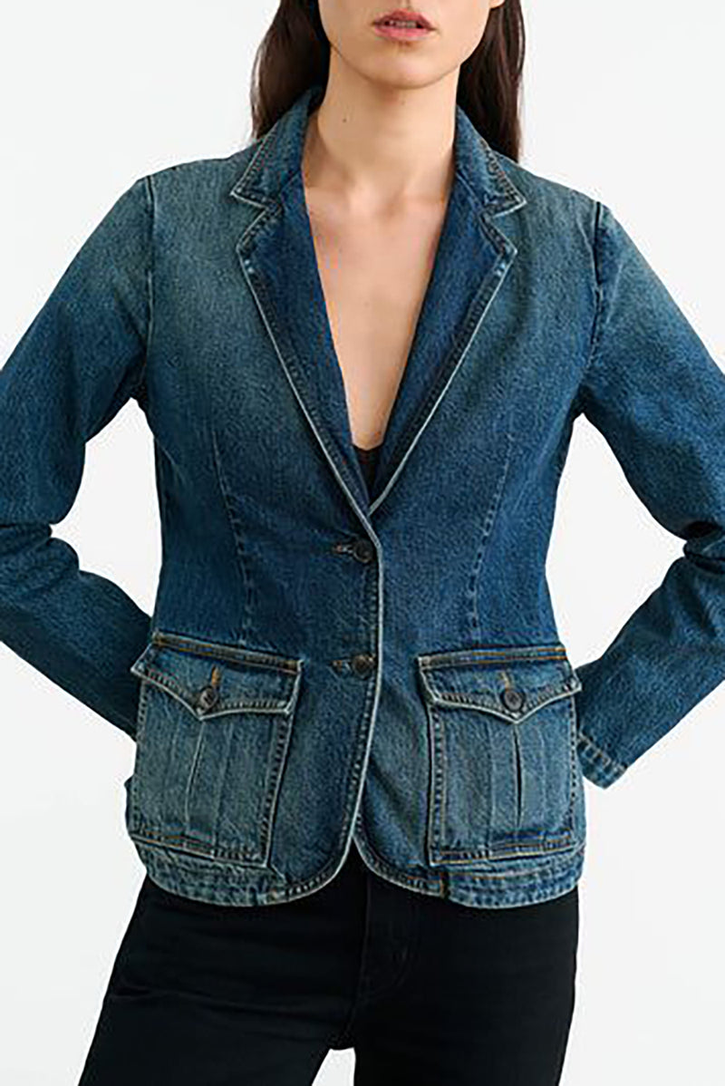 ELTON DENIM BLAZER IN SIMON WASH