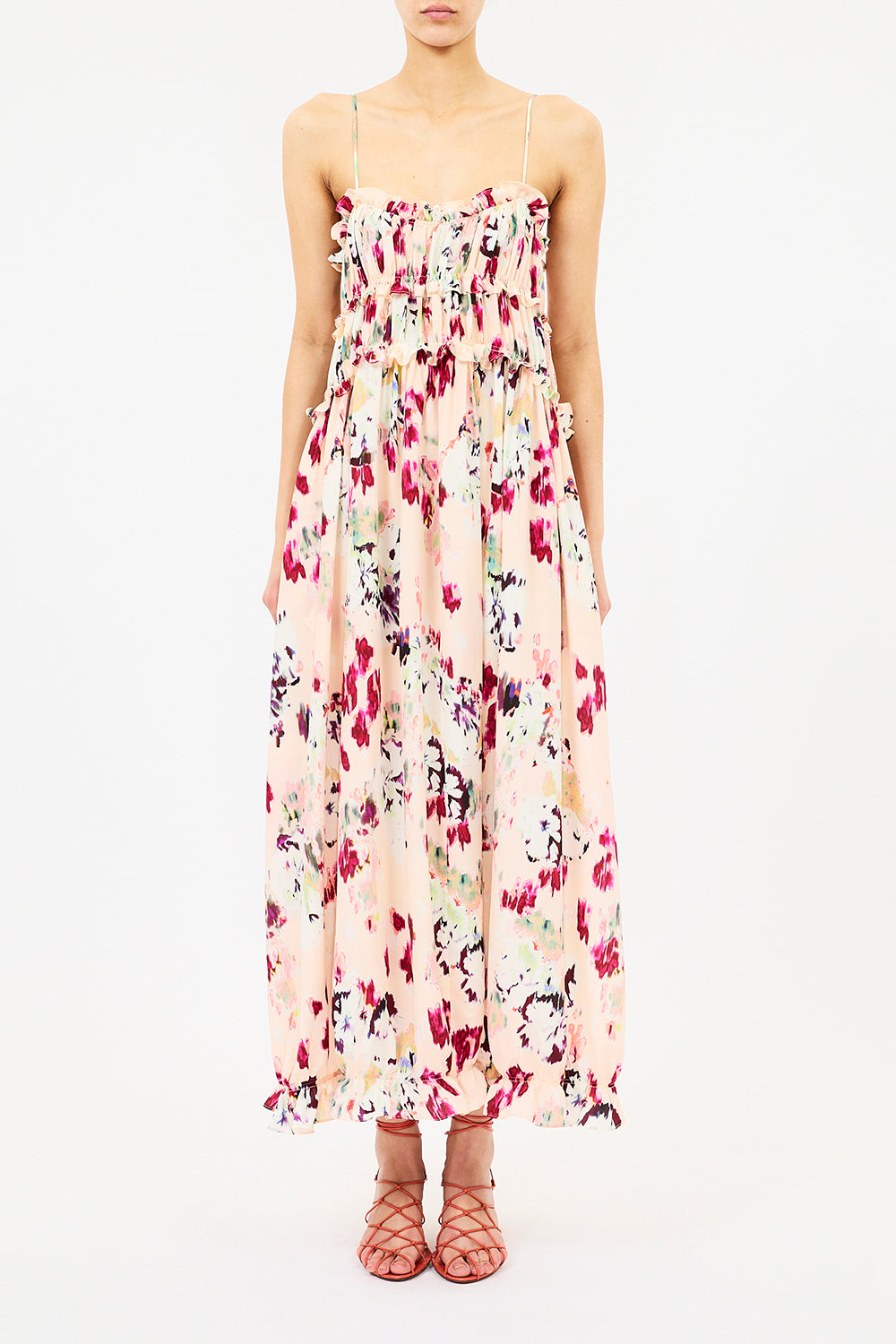 Clove Cami Silk Dress in Summer Garden