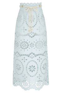 Awaken Embroidered Skirt in Mint