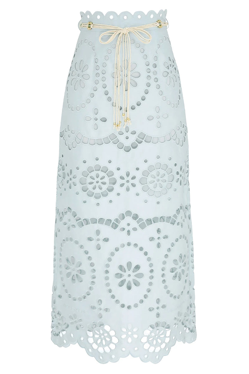 Awaken Embroidered Skirt in Mint