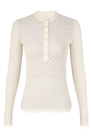 Lace Knit Buttoned Top in Parchment