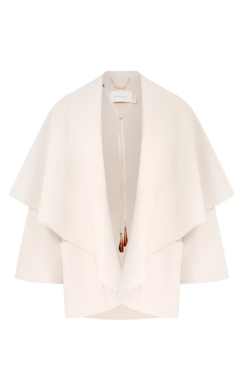Rebellion Tie Neck Cape in Cream