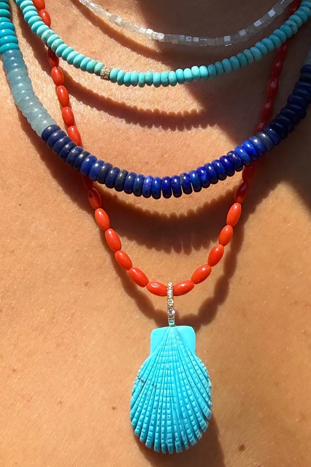 KORALIA Coral Bead Necklace with 14k Findings