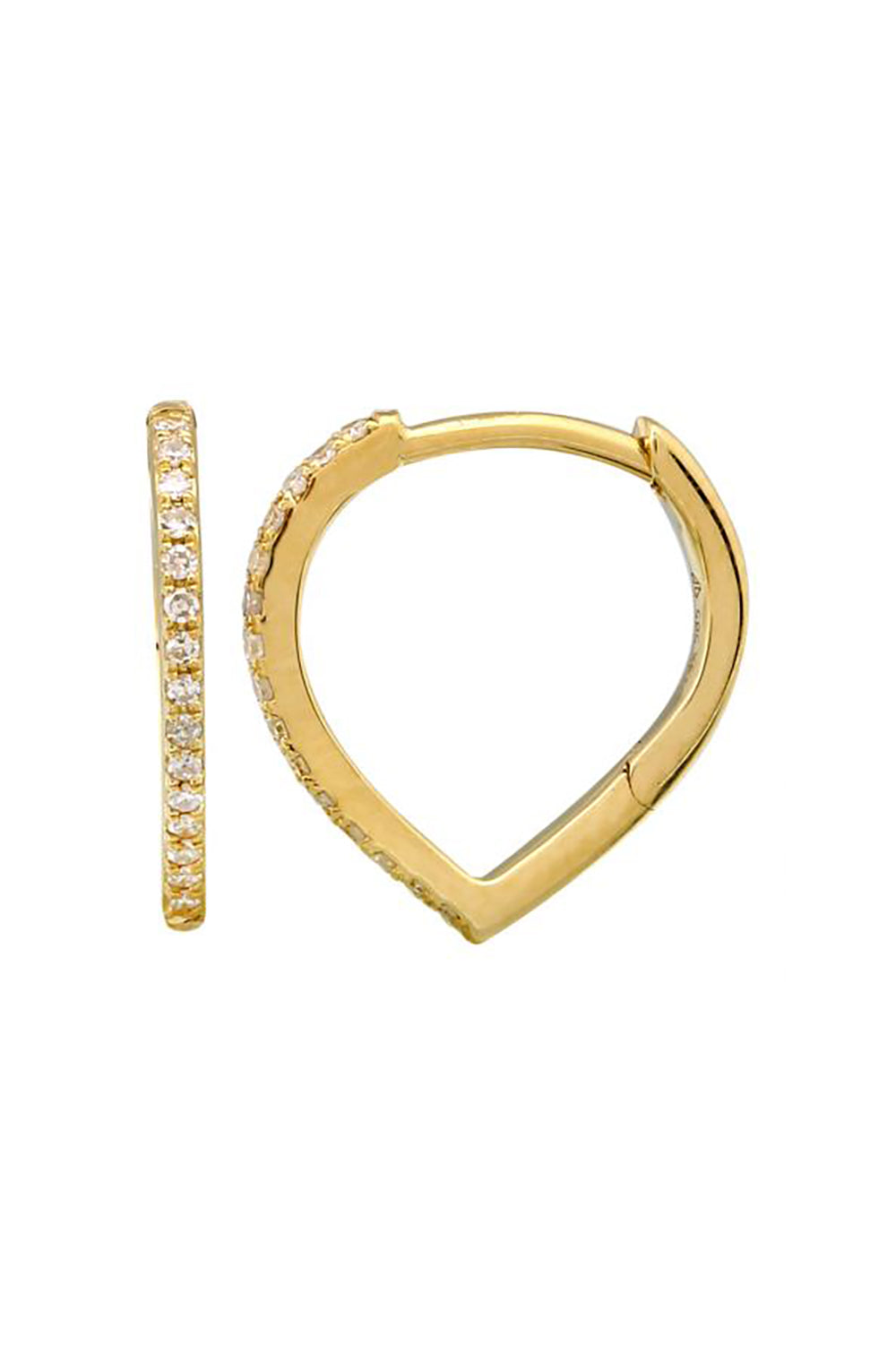 14K Yellow Gold Diamond V Huggies