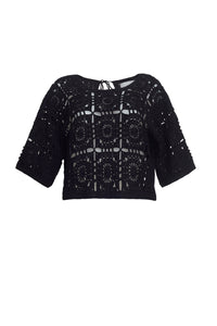 Arden Crochet Top in Black