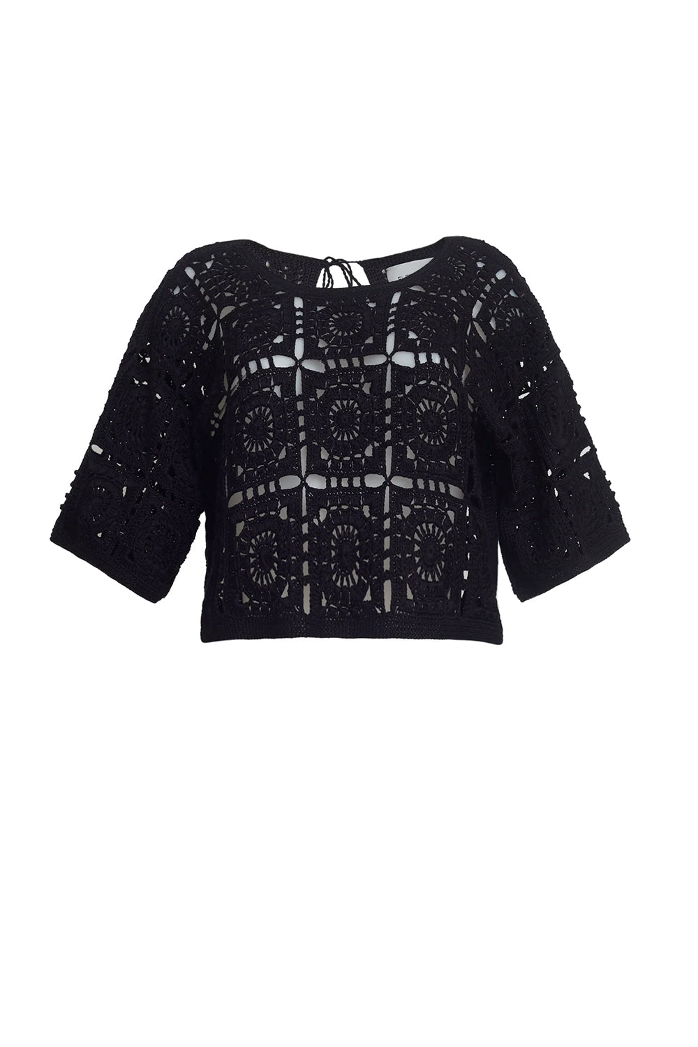 Arden Crochet Top in Black