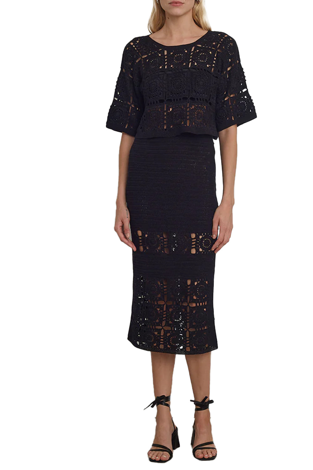 Arden Crochet Top in Black