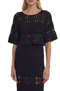 Arden Crochet Top in Black