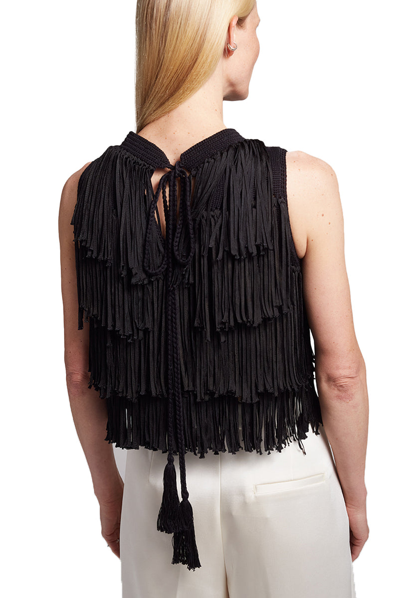 Bianca Fringe Top in Black