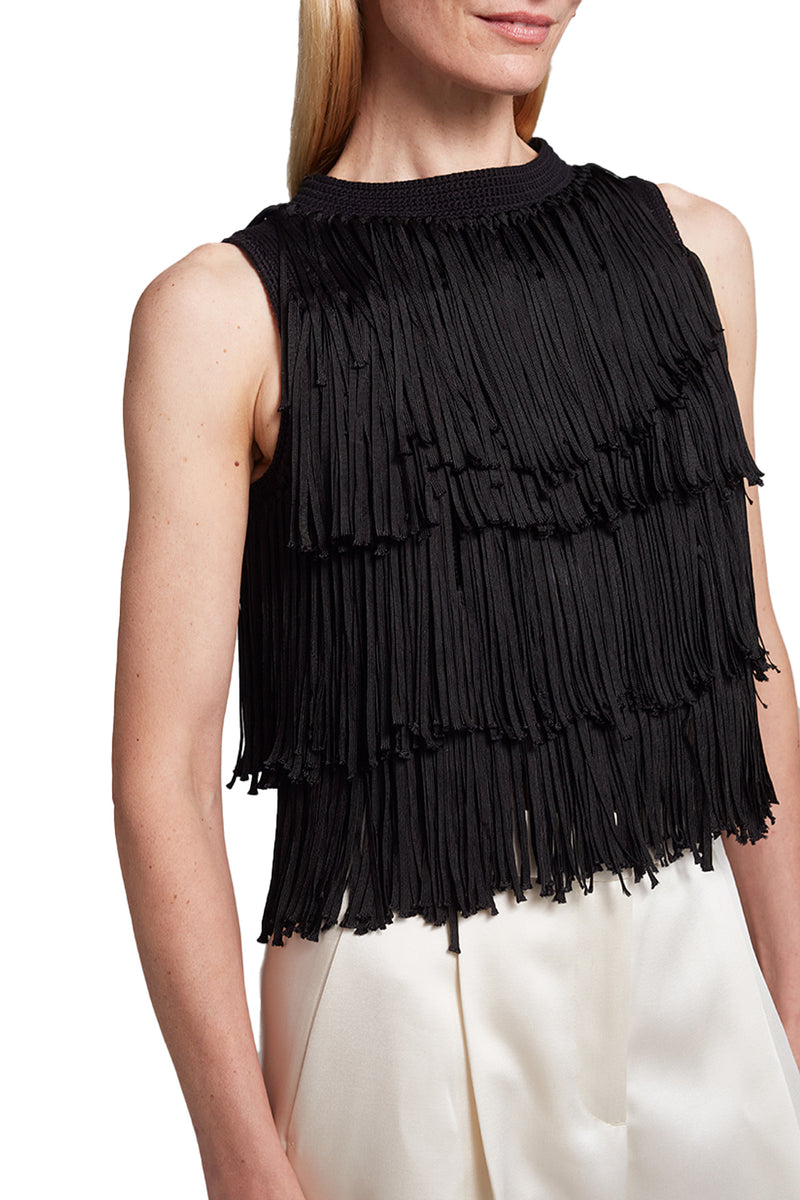 Bianca Fringe Top in Black