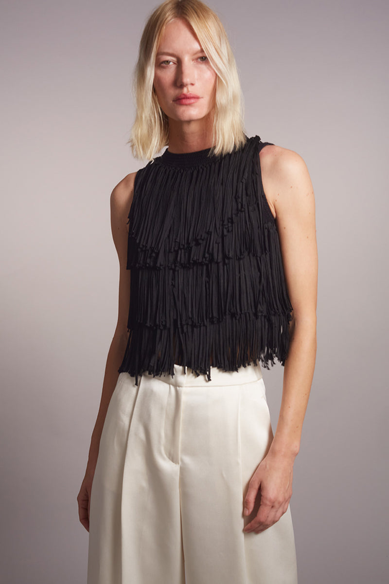 Bianca Fringe Top in Black